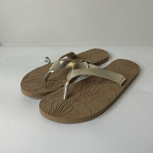 Billabong Kayla Flip Flops Womens 11 Metallic Gold Beachy Vacation